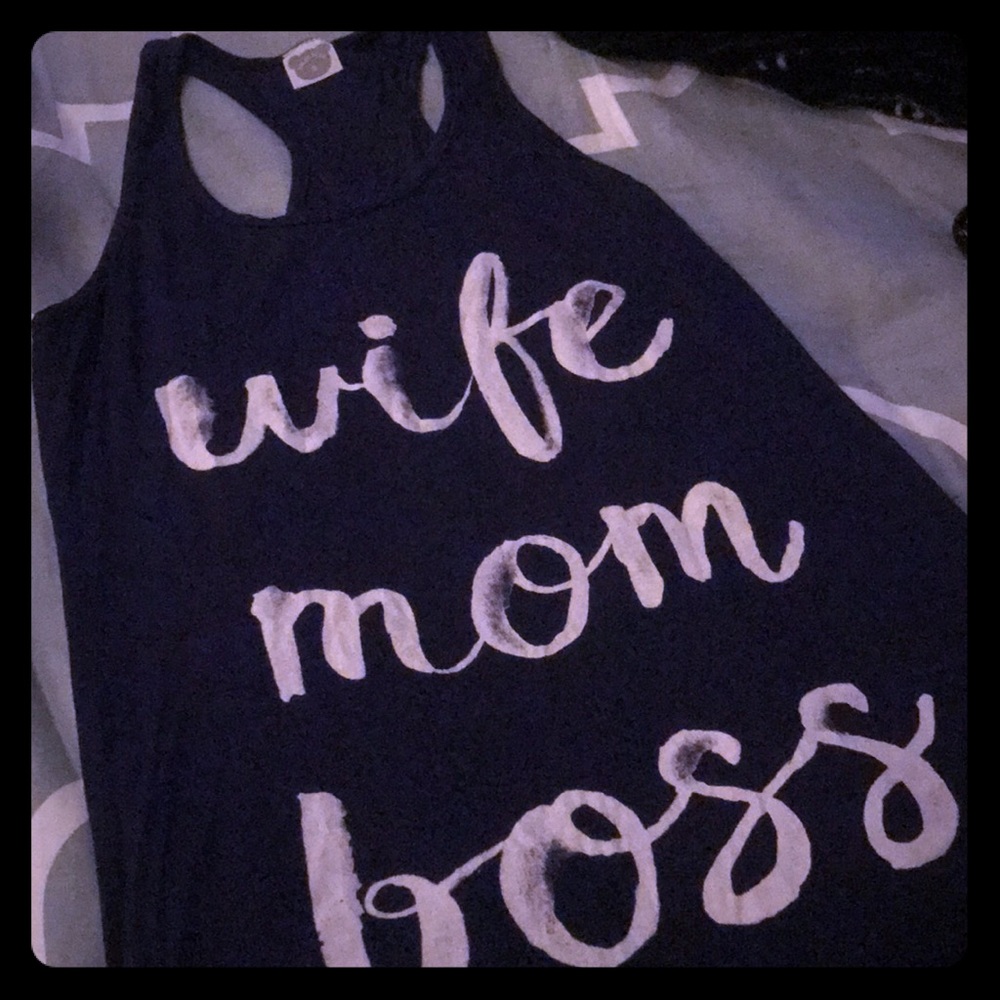“Wife Mom Boss” Navy Tank
